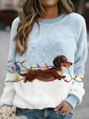 Women’s Cute Dog Flannel Hoodie As picture / S
