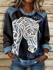 Women’s Horse Art Print Sweatshirts As picture / S