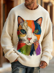 Men’s Retro Abstract Animal Art Print Comfortable Knit Top A / S