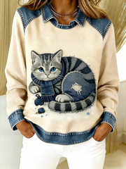 Women’s Retro Animal Art Print Comfortable Regular Sweatshirt As picture / S