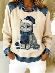 Women’s Retro Animal Art Print Comfortable Sweatshirt As picture / S