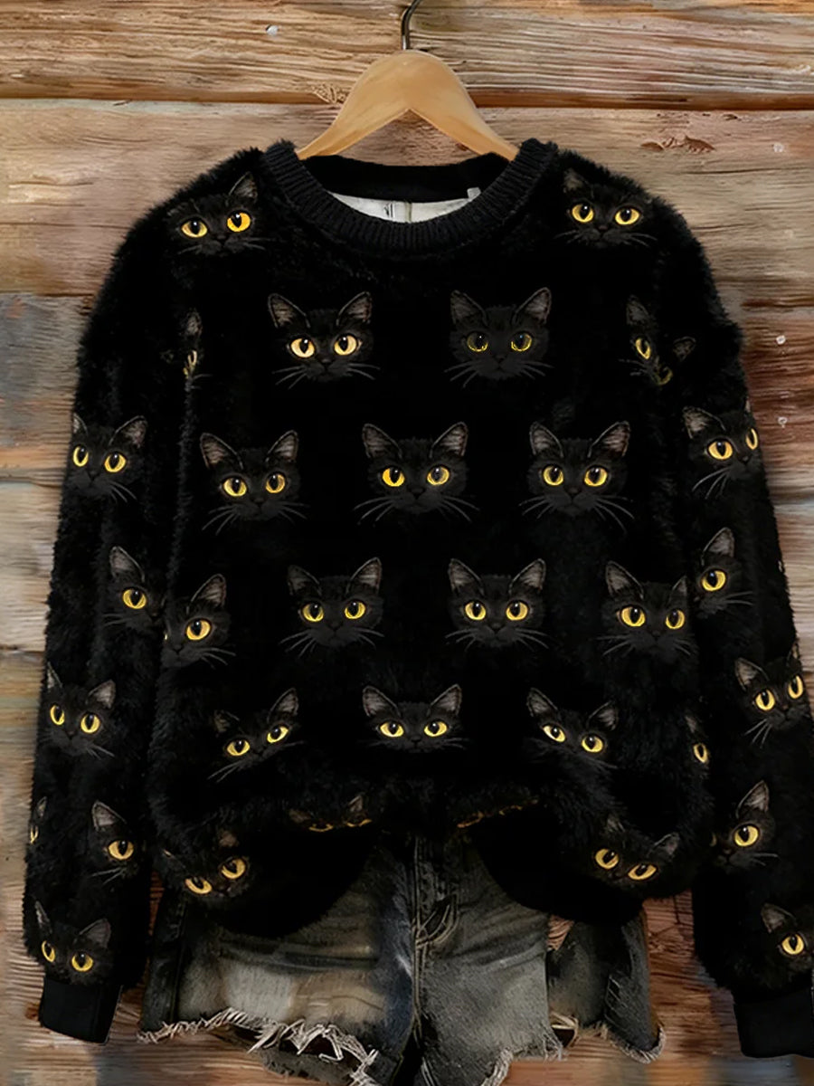 Women’s Retro Animal Art Print Comfortable Flannel Top A / S