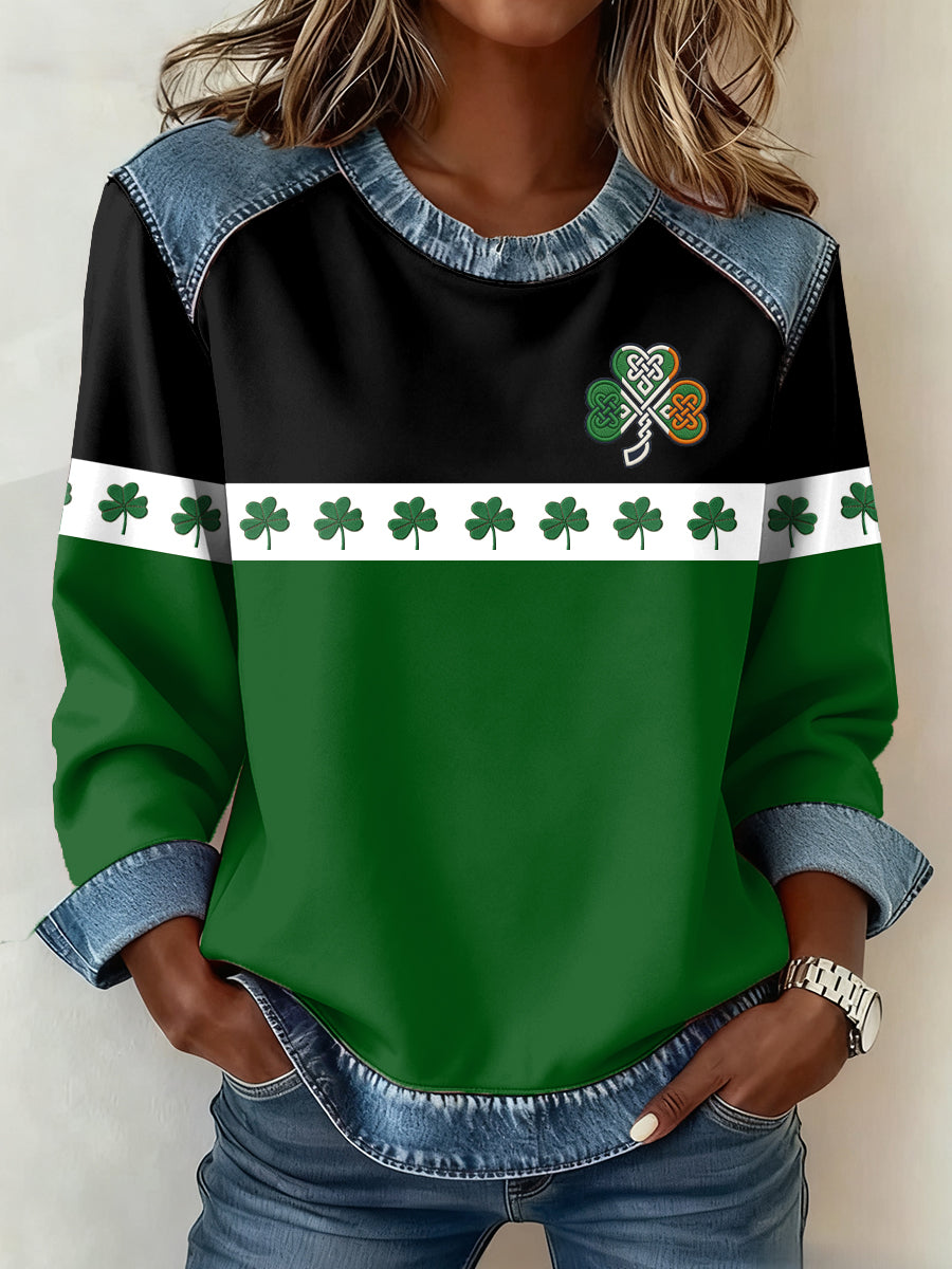 Women’s St. Patrick’s Day Waffle Sweatshirt As picture / S