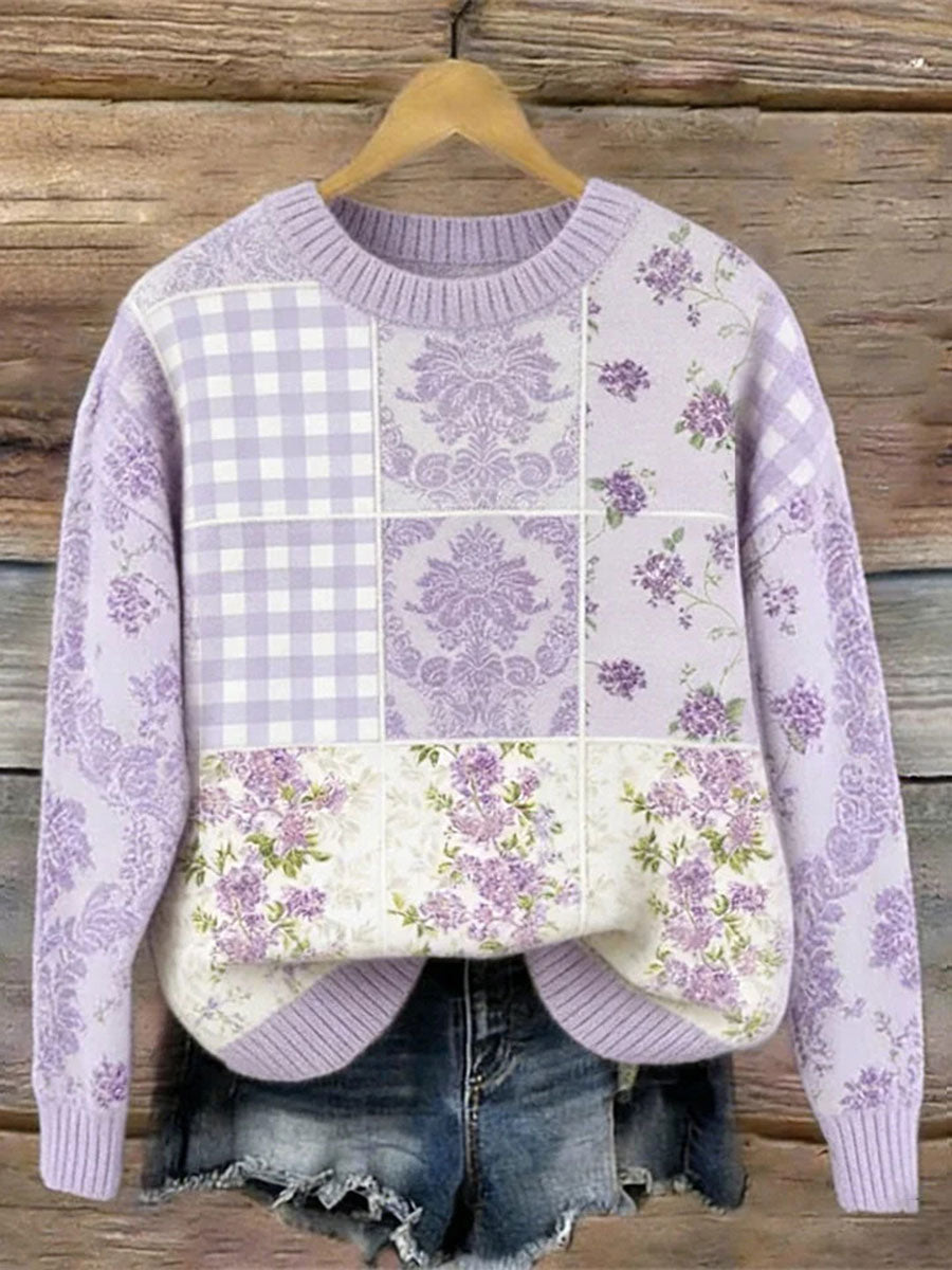 Women’s Floral Print Casual Sweatshirt Purple / S