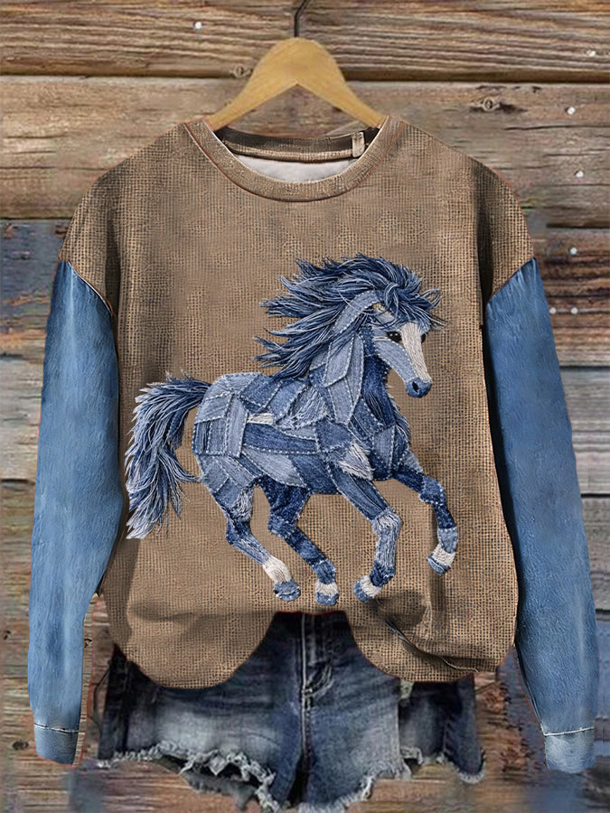 Women’s Vintage Horse Art Sweatshirt