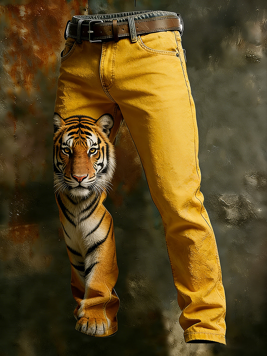 Men's Vintage Animal Print Art Business Casual Work Pants