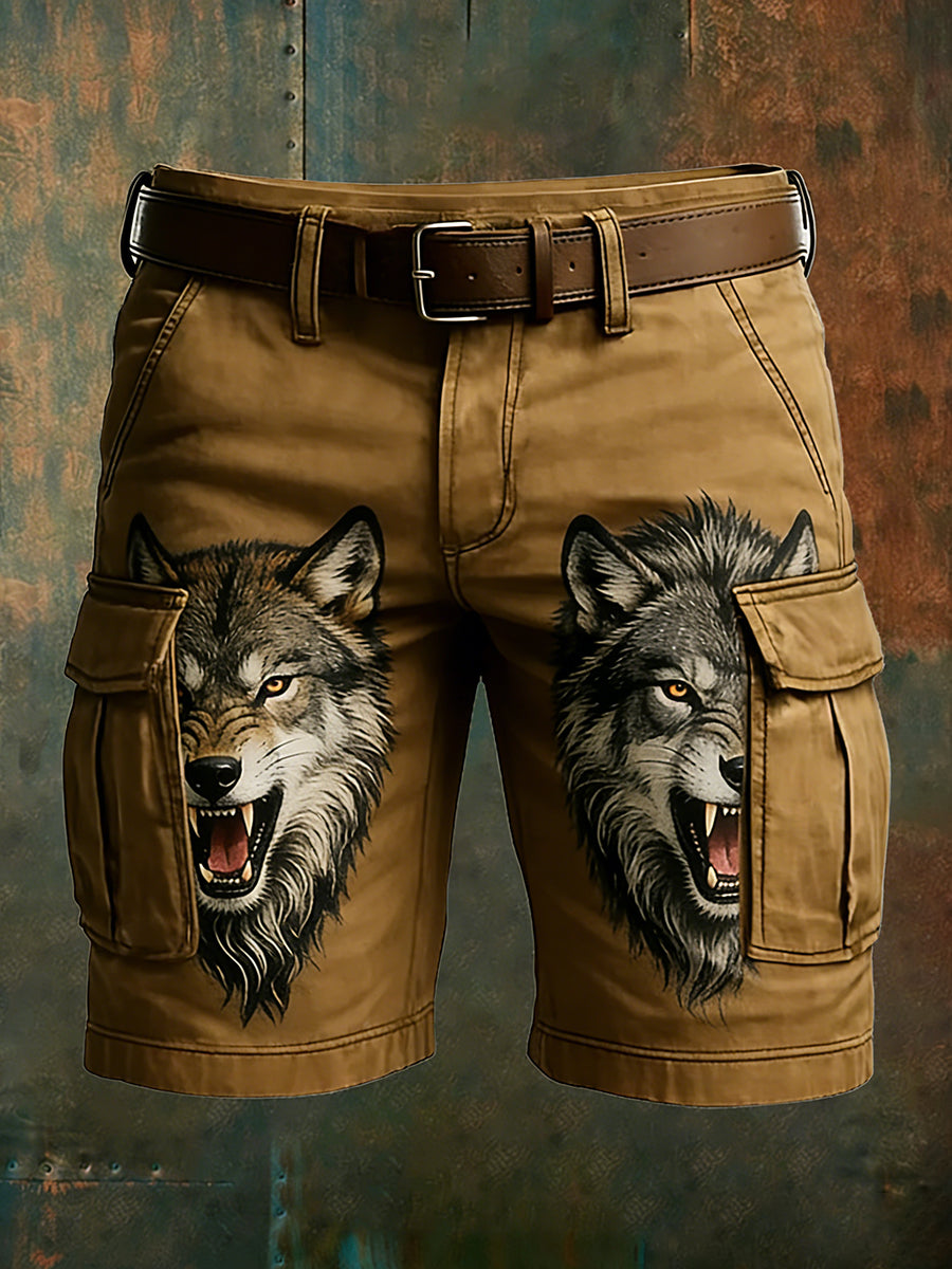 Men's Retro Vacation Business Animal Art Print Casual Shorts