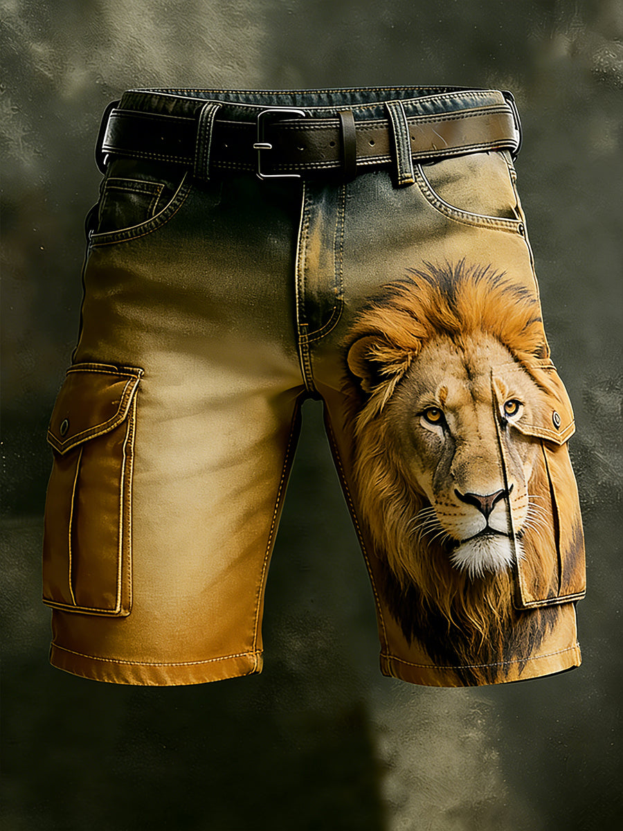 Men's Retro Vacation Business Animal Art Print Casual Shorts