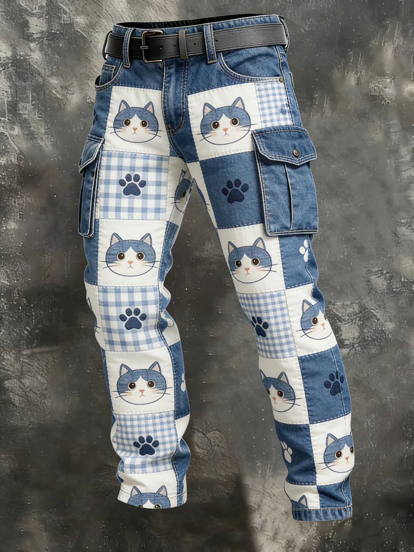 Men's Vintage Animal Patchwork Print Casual Pants