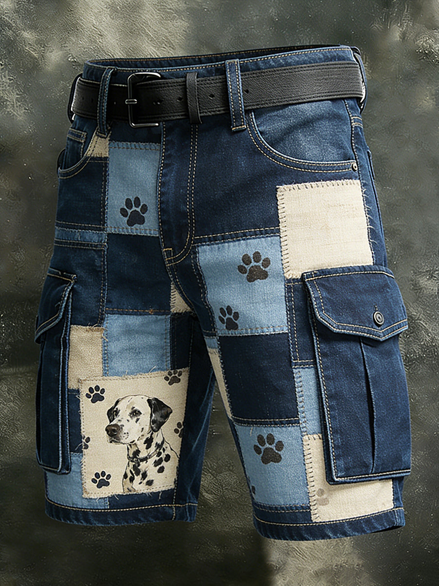 Men's Vintage Animal Patchwork Print Casual Short Pants