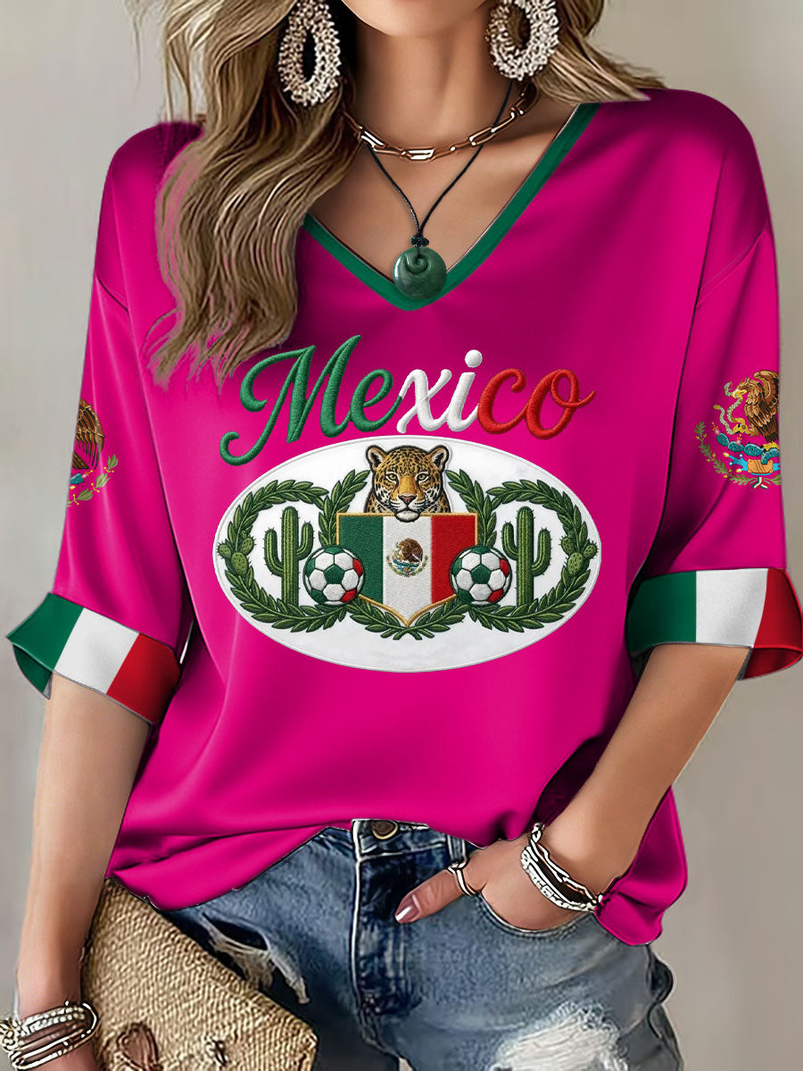 Women's Mexico Football Lover Printed T-shirt