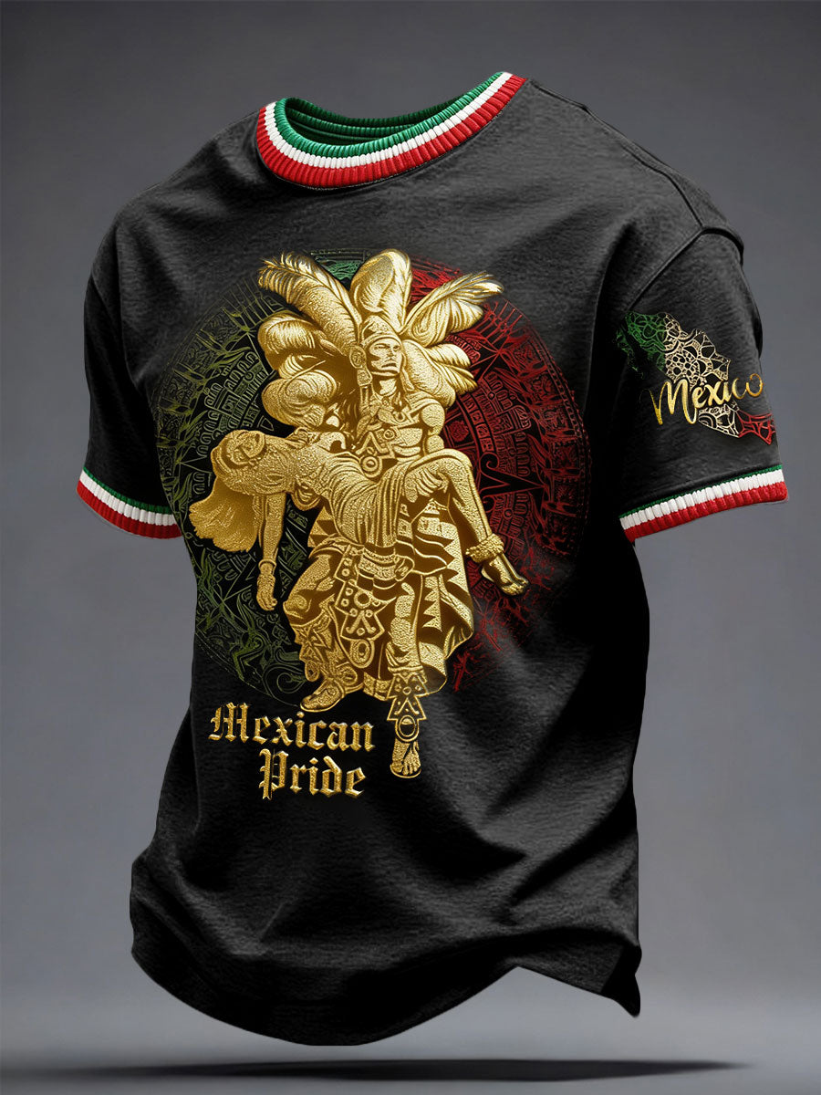 Men's Mexico Pride Football Lover Printed T-shirt