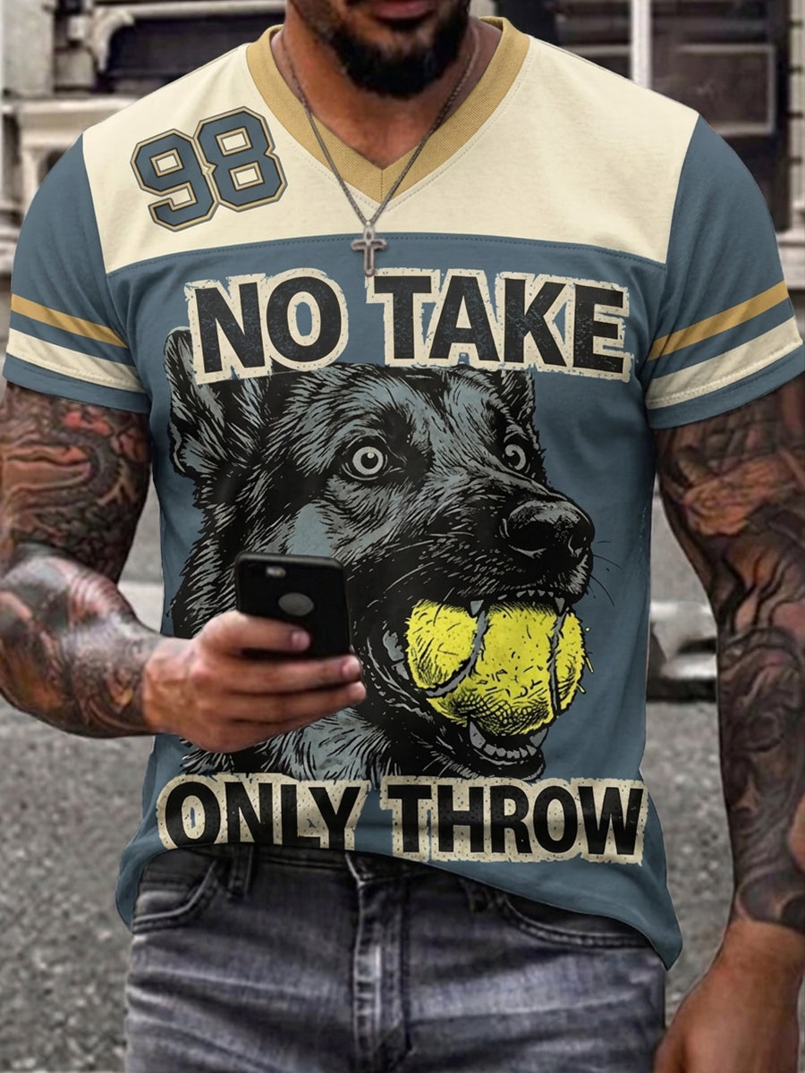 Men's Funny Animal Print V-neck T-shirt