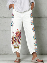 Women's Animal & Floral Art Print Trousers