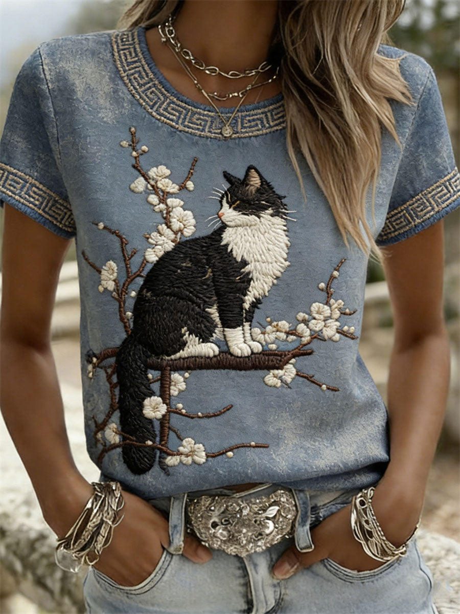 Women's Cat Casual Short-Sleeve T-Shirts