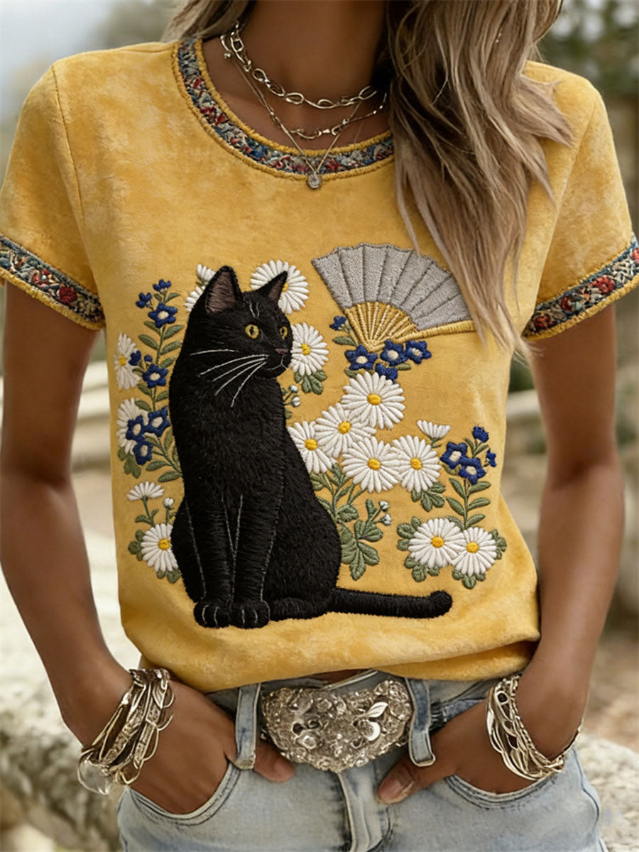 Women's Cat Casual Short-Sleeve T-Shirts