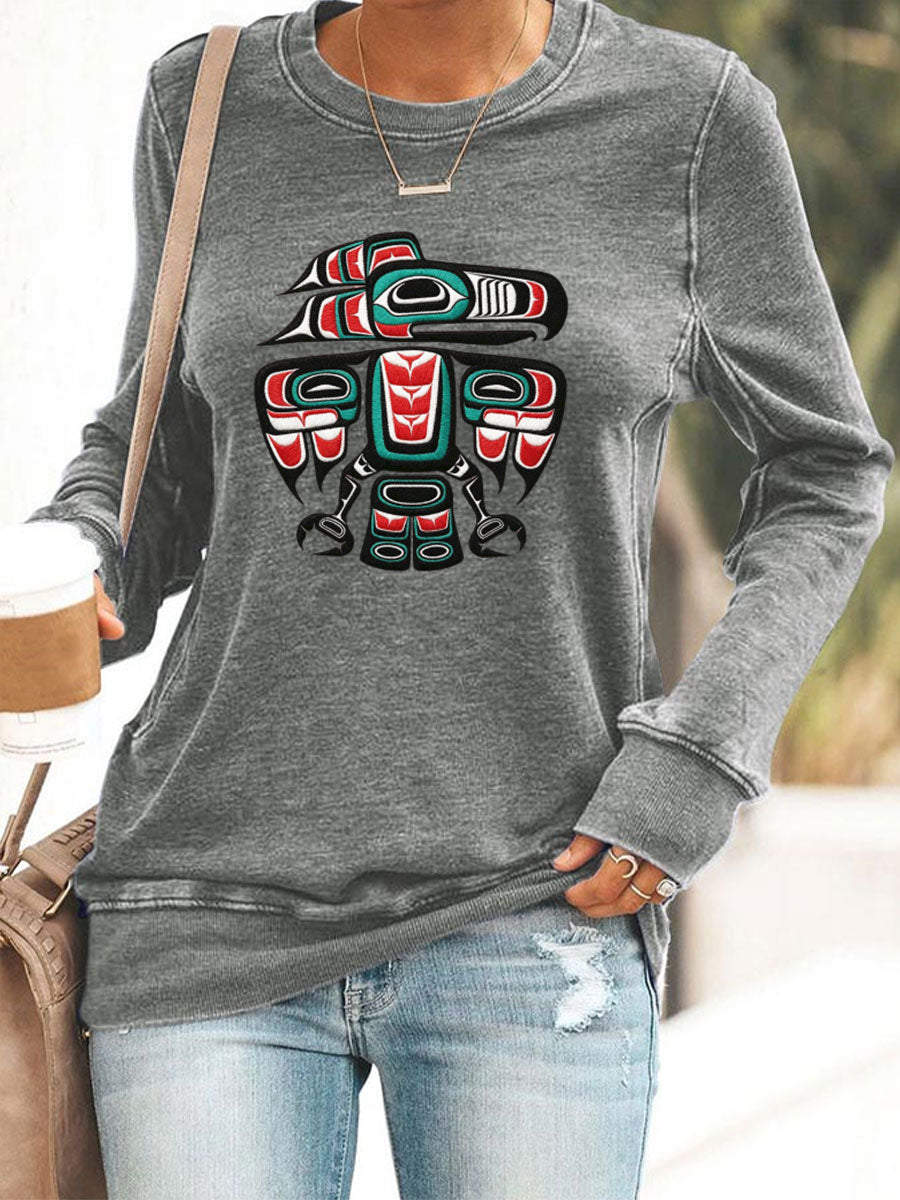 Women's Indigenous Totem Casual Sweatshirts
