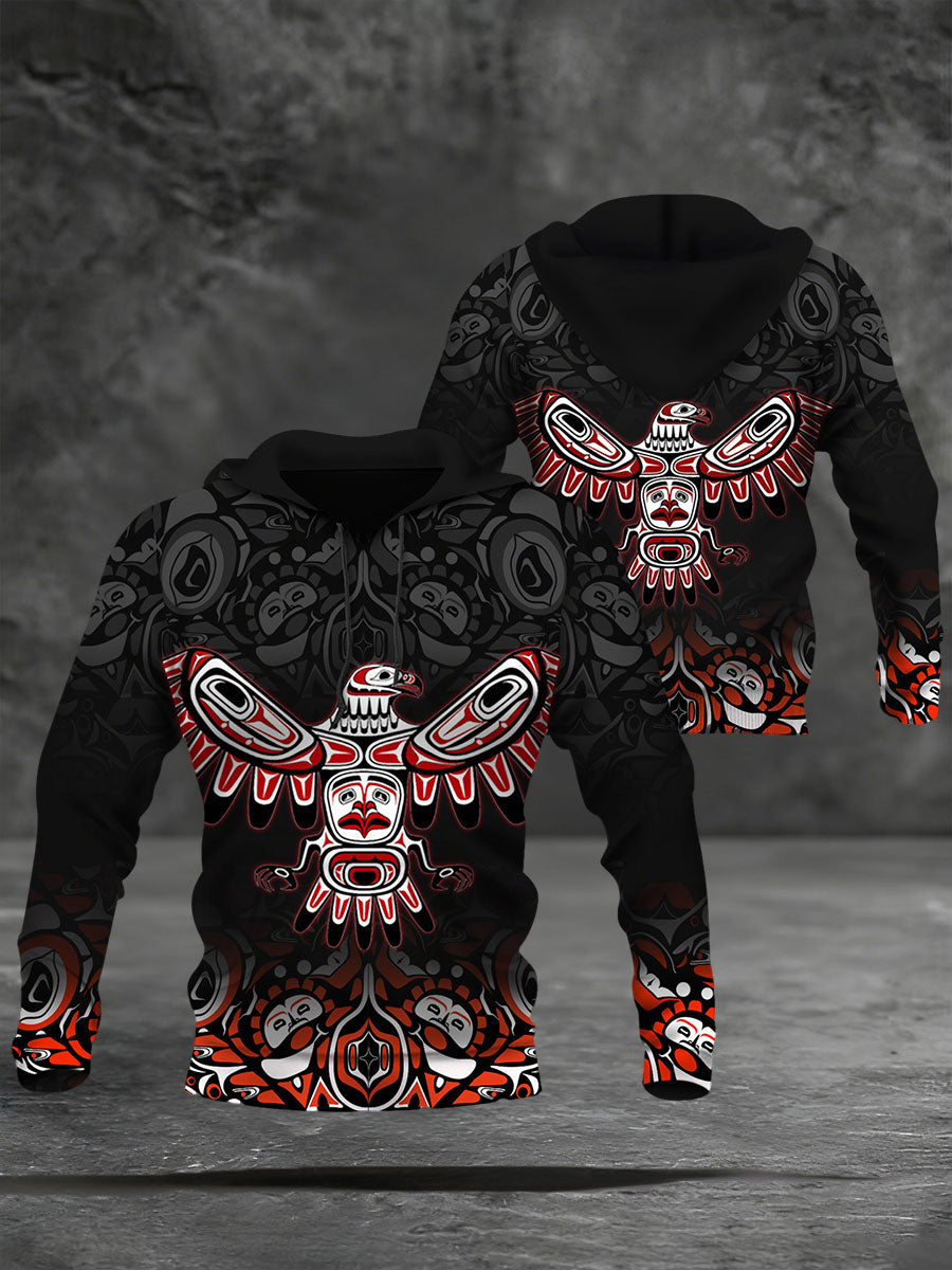 Men's Indigenous Print Casual Hoodie