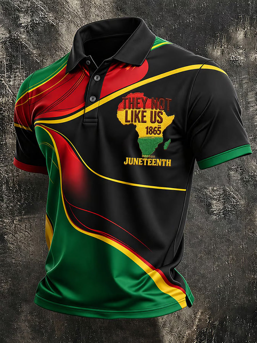 Men's Juneteenth They Not Like Us Print Casual Polo