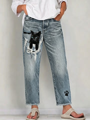Women's Animal Art Print Jeans
