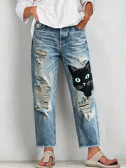 Women's Animal Art Print Jeans