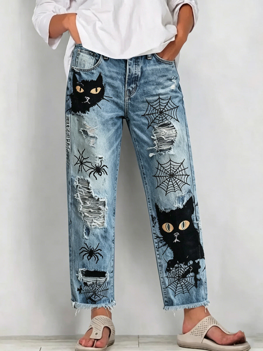 Women's Animal Art Print Jeans