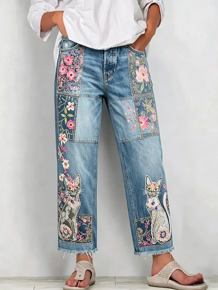 Women's Animal Art Print Jeans