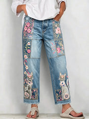 Women's Animal Art Print Jeans