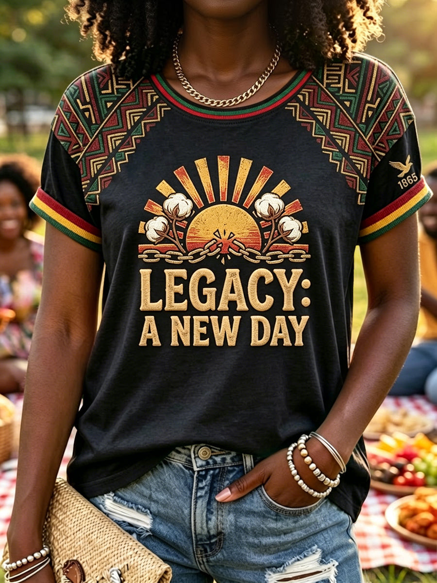 Women's Juneteenth Freedom Patchwork Casual T-Shirt