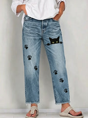 Women's Animal Art Print Jeans
