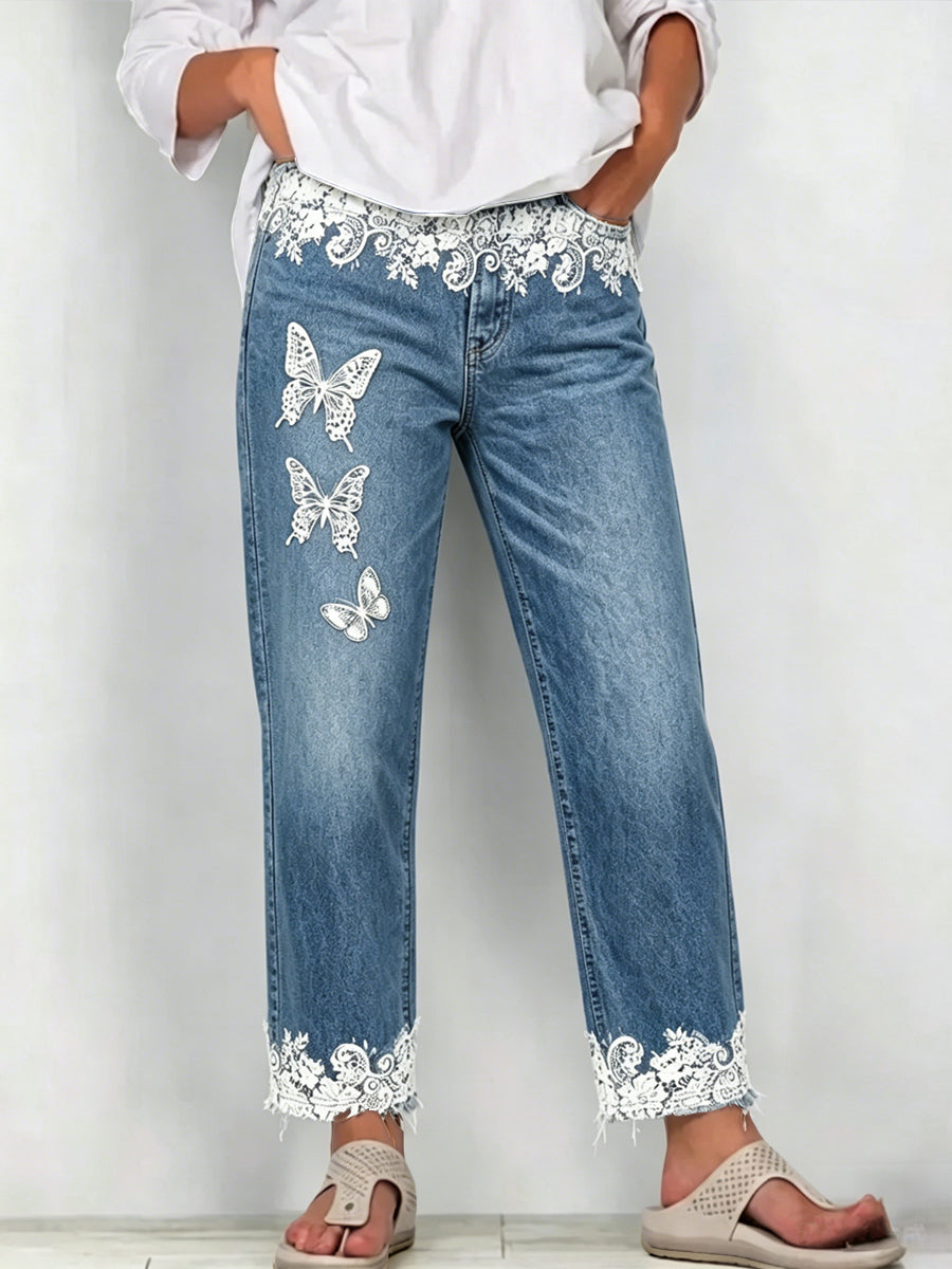 Women's Animal Art Print Jeans