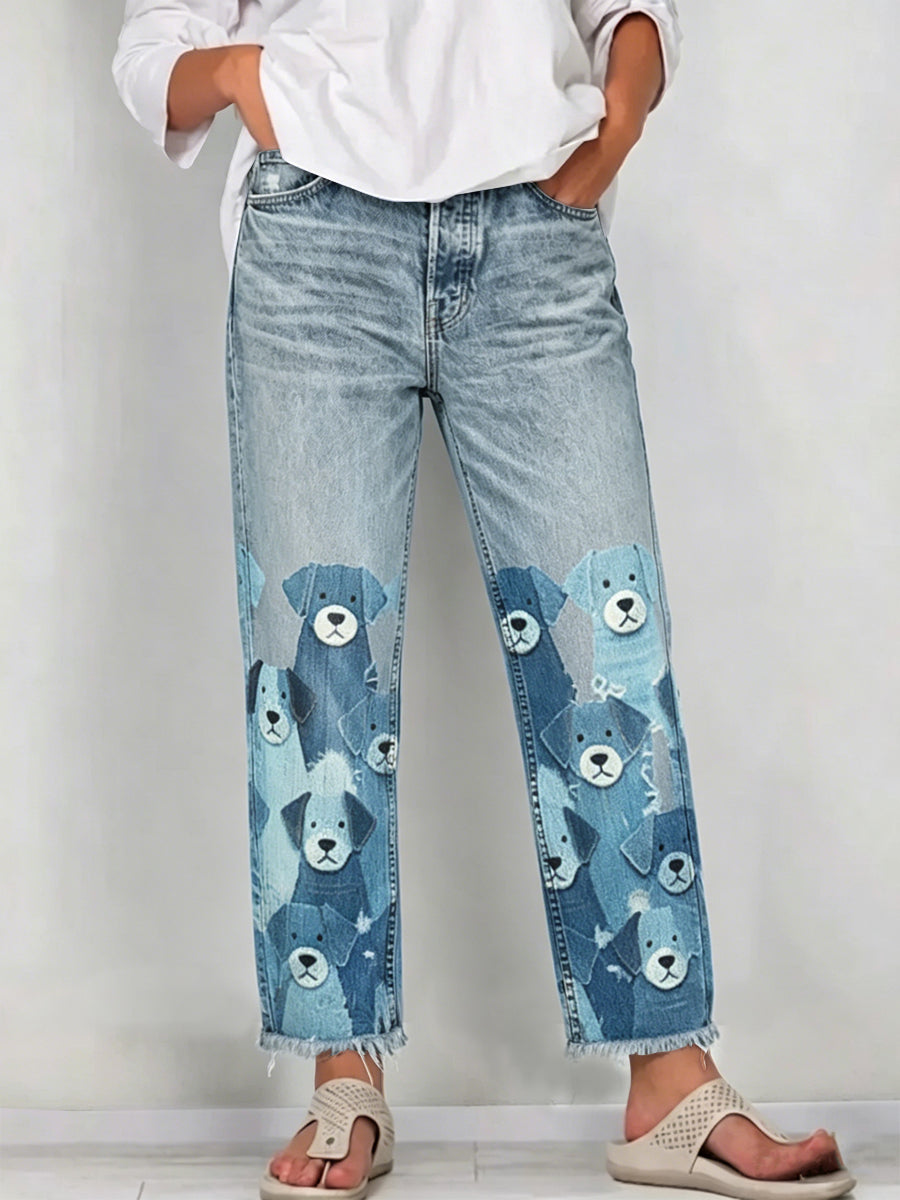 Women's Animal Art Print Jeans
