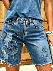 Women's Animal Art Printed Short Jeans