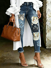 Women's Animal Art Printed Jeans