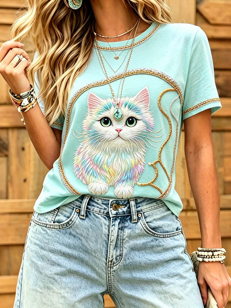 Women's Cat Print T-Shirts
