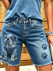 Women's Animal Art Printed Short Jeans