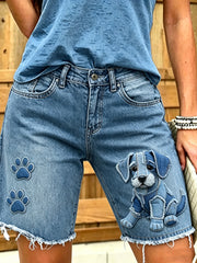 Women's Animal Art Printed Short Jeans