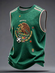 Men's Mexico Art Football Lover Printed Tank Tops