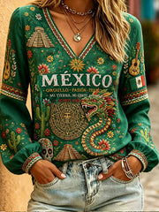 Women's Mexico Art Football Lover Printed T-shirt