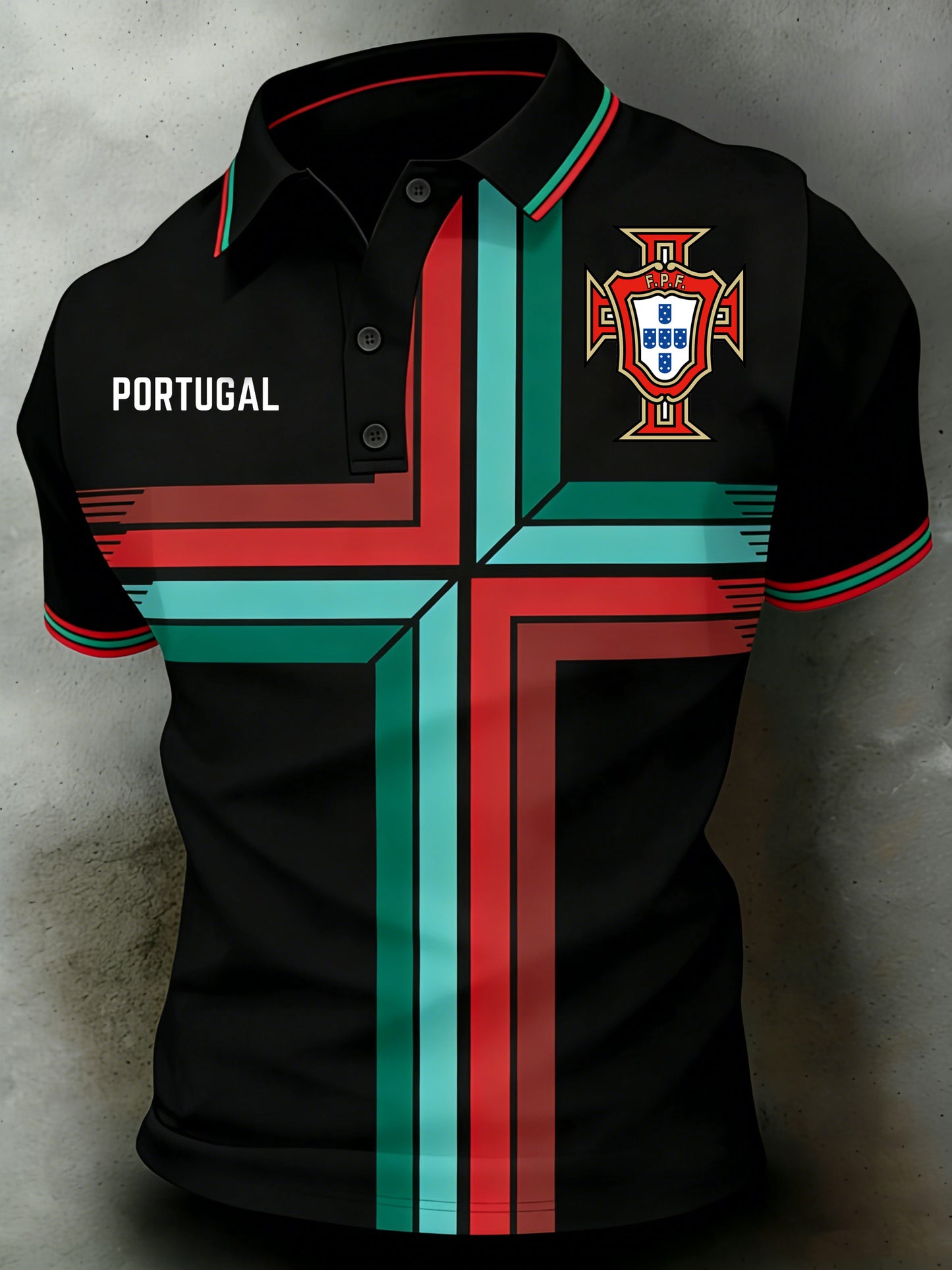 Men's Portugal Football Fan Polo With Artistic Print