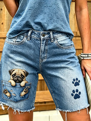 Women's Animal Art Printed Short Jeans