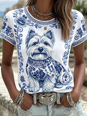 Women's Floral Print Dog T-Shirts