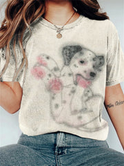 Women's Fuzzy Dalmatian Dog Art short-sleeved T-shirt