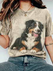 Women's Fuzzy Bernese Mountain Dog Art short-sleeved T-shirt