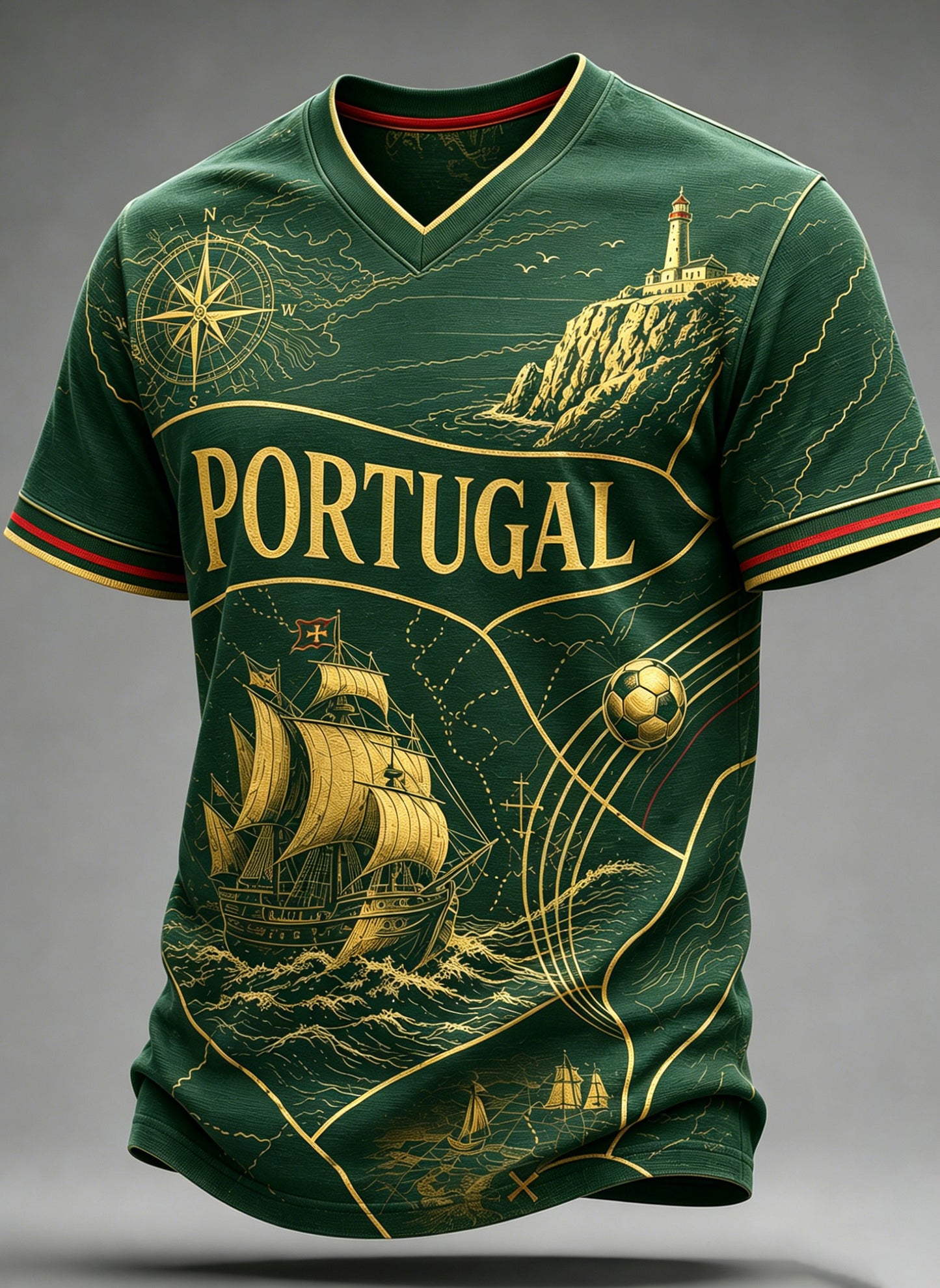 Men's Portugal Football Match Cheering Art Print T-Shirt