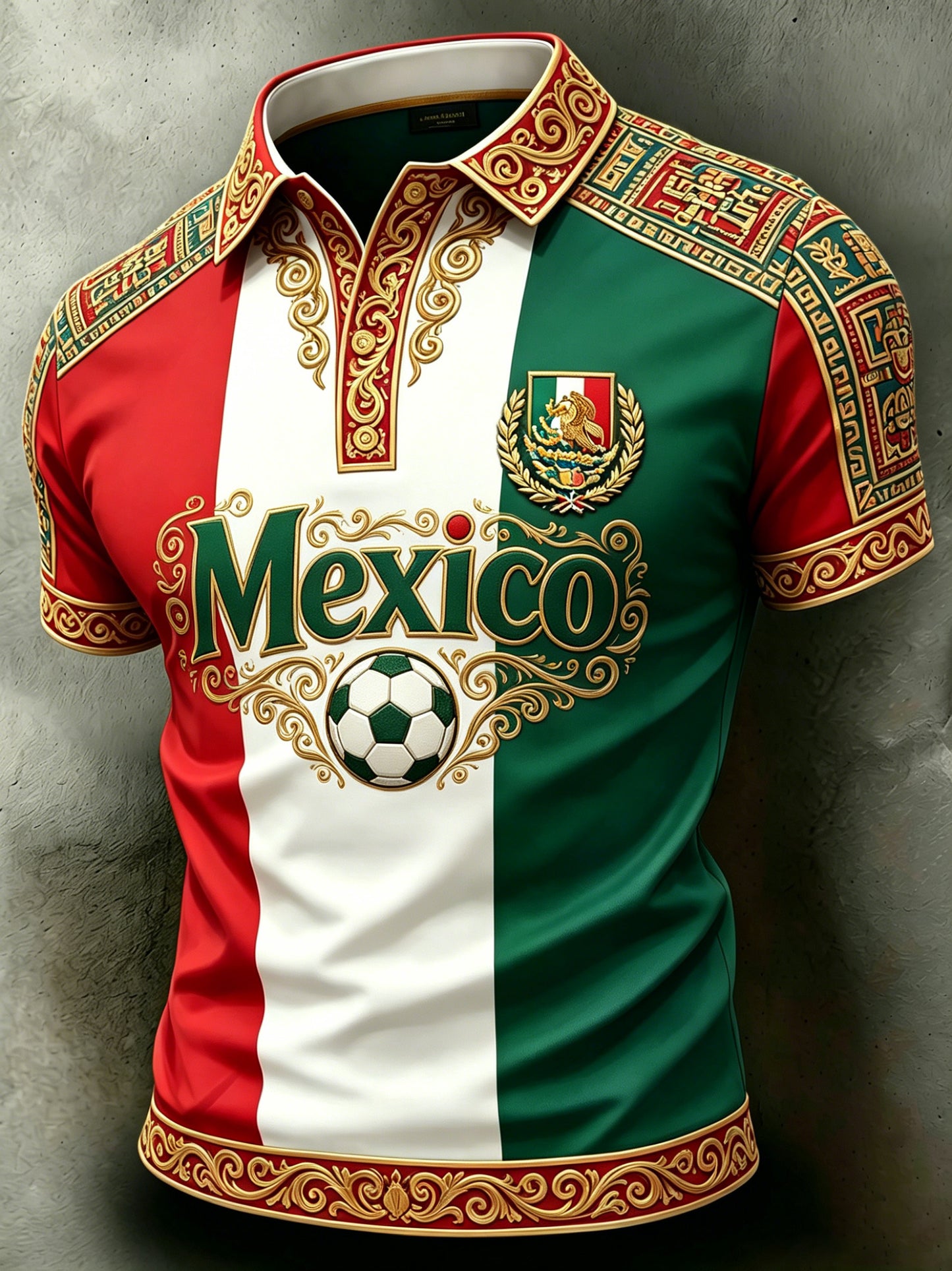 Men's Mexican Football Match Cheering Art Print Polo Shirt