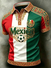 Men's Mexican Football Match Cheering Art Print Polo Shirt