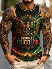 Men's Mexico Football Lover Floral Art Printed Tank Tops