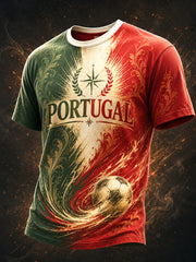 Men's Portugal Football Fan Art Print T-Shirt