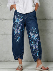 Women's Animal Butterfly Art Print Trousers